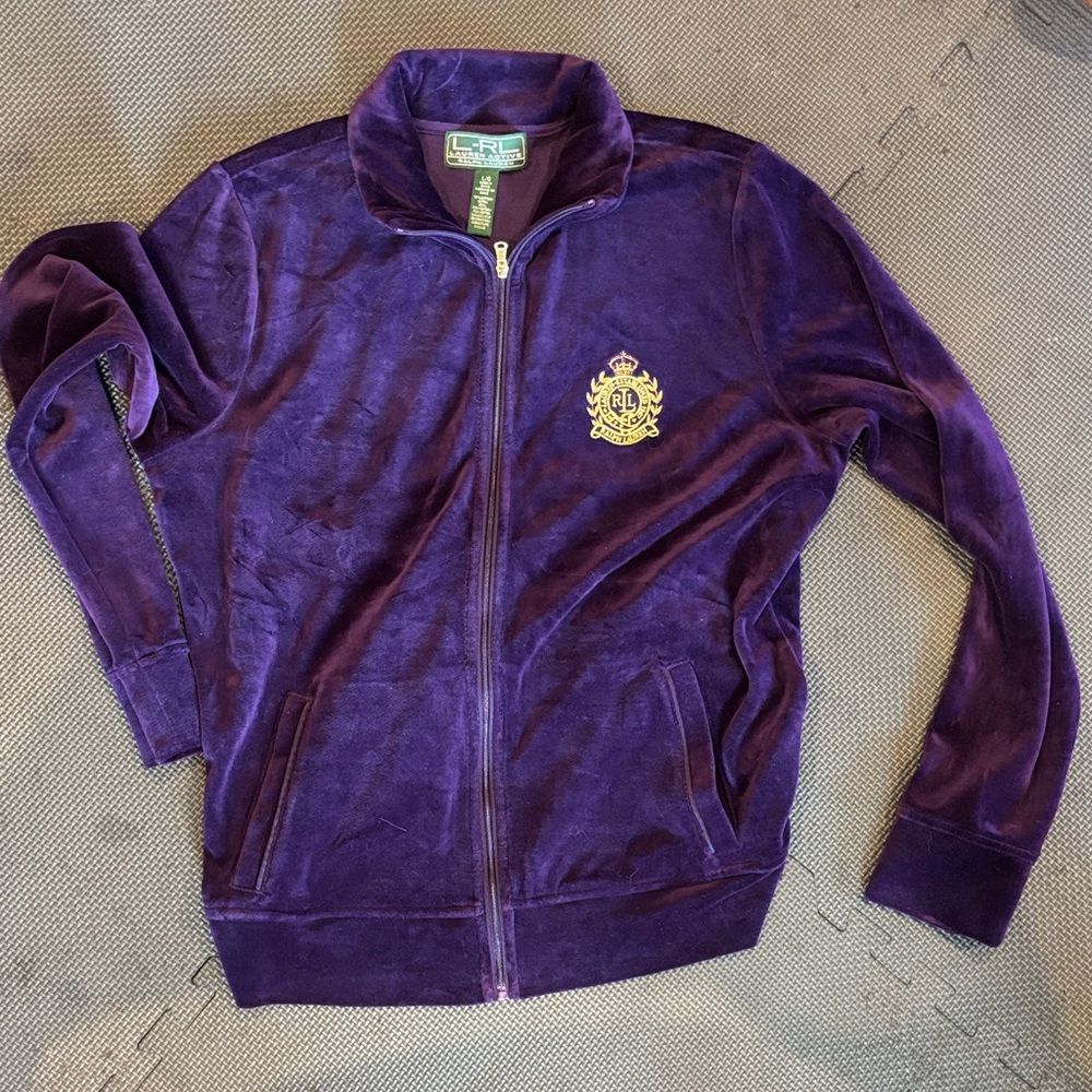 Ralph Lauren Deep Purple Activewear zip up light weight jacket - velvet type